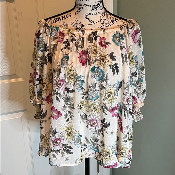 Torrid Floral Off-Shoulder Top with Pink and Blue Accents - Picture 5 of 5